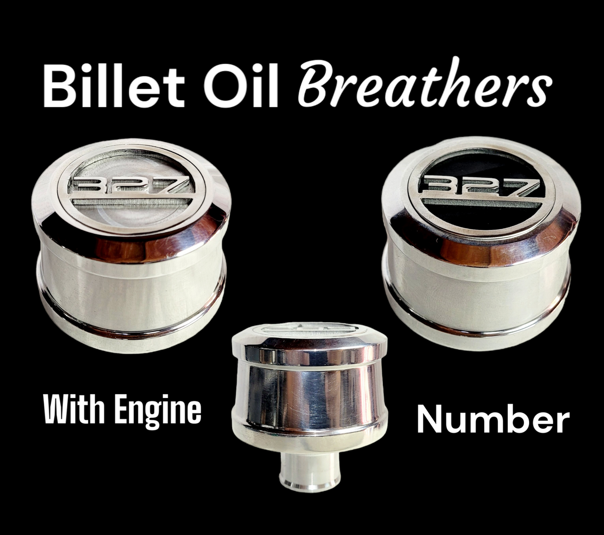 Breather Cap, Billet Oil Breather Push-In 327 Design (Polish Aluminum)