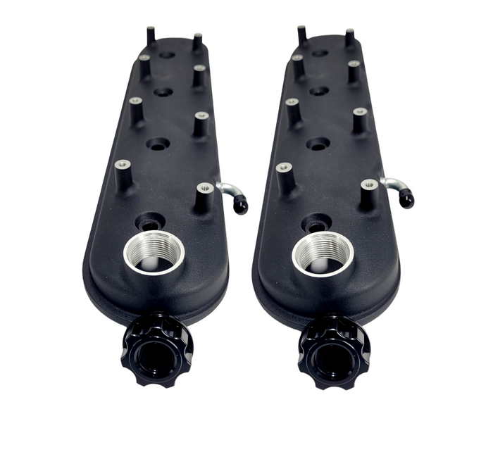 Valve Covers, GM LS Standard Black Beast Valve Covers with Billet AN Breather