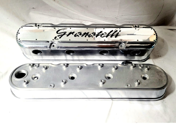 Valve Covers, GM LS Tall Polished 2 Pc Valve Covers w/ Customizable Plates