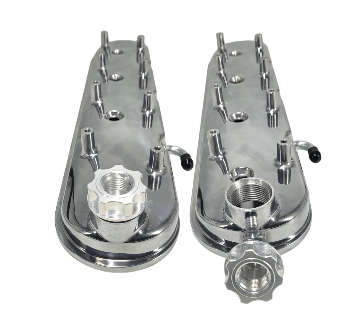 Valve Covers, GM LS Standard Polished Beast Valve Covers with Billet AN Breather