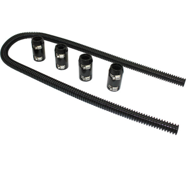 Hose, Universal Heater Hose Kit, 44" with Aluminum End Caps (Black Stainless Steel)