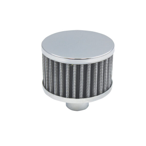 Breather Cap, Universal Hi-Performance Push-In No Lip with Cotton Gauze Filter and Grommet (Chrome Steel)