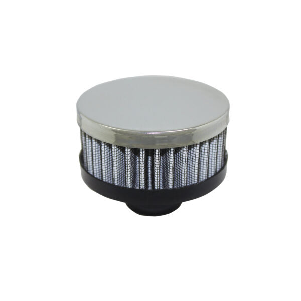 Breather Cap, Universal Hi-Performance Push-In Shorty with Cotton Gauze Filter (Chrome Steel)