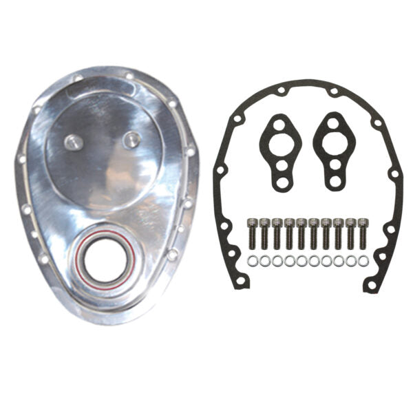 Timing Chain, Cover Kit SBC Chevy with Seal / Gaskets / Hardware (Polished Aluminum)