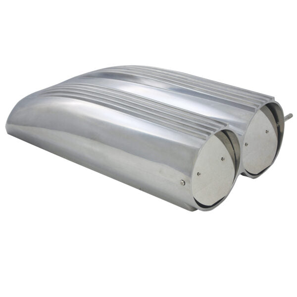 Air Cleaner, Universal Hood Scoop, Dual Finned (Polished Aluminum)