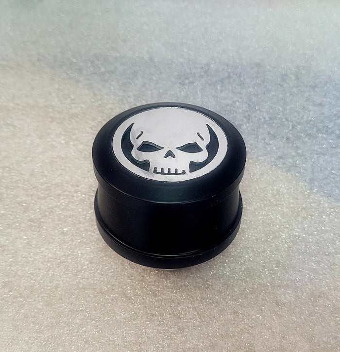 Breather Cap, Billet Oil Breather Push-In Skull Design (Black Aluminum)