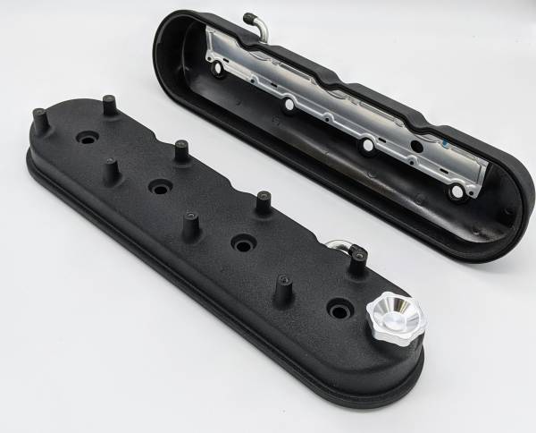 Valve Covers, GM LS Standard Height Valve Covers Black Wrinkle