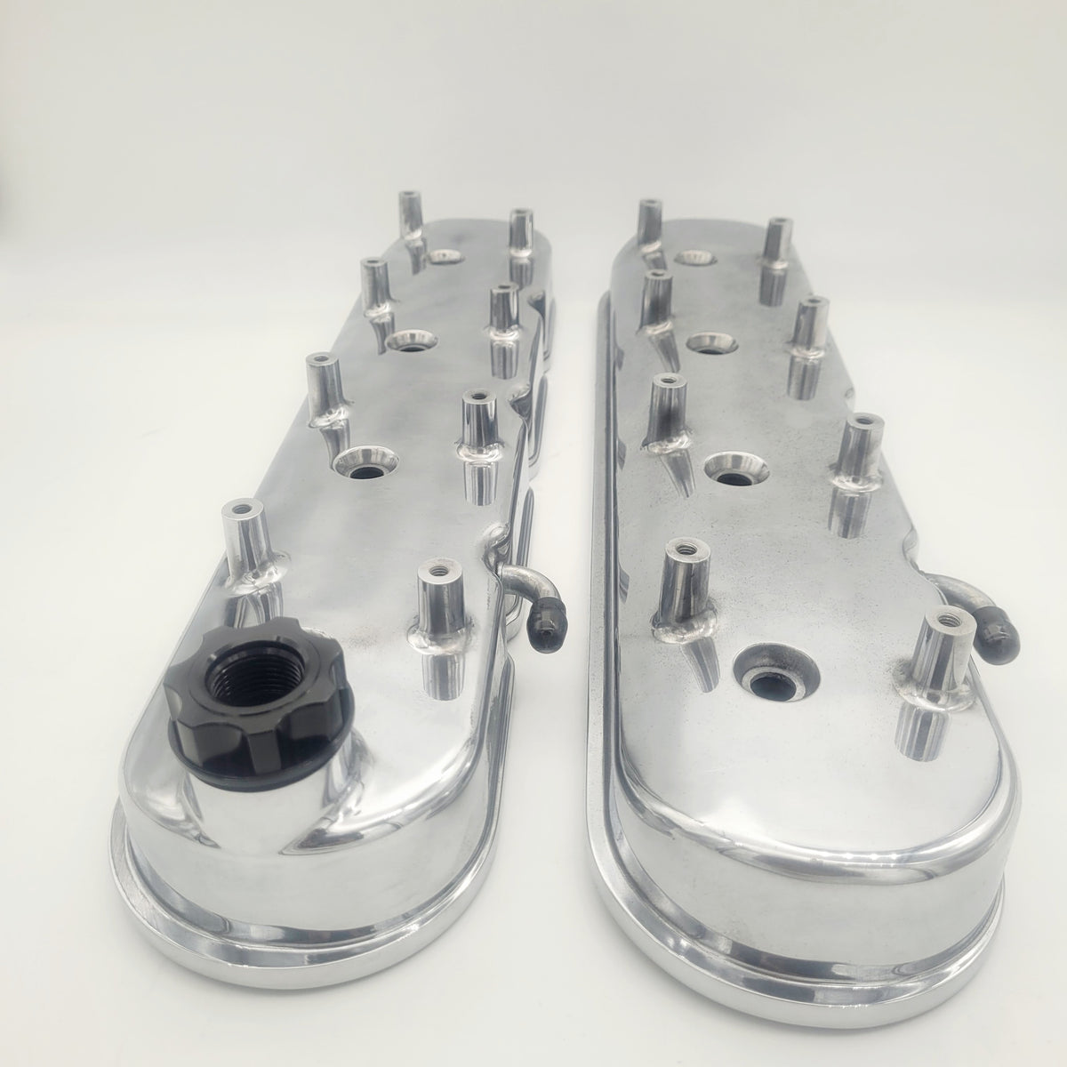Valve Covers, GM LS Tall Polished Valve Covers with Billet -AN Breather
