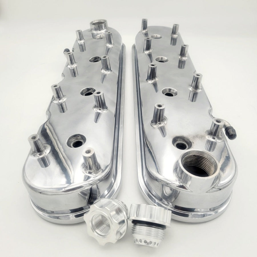 Valve Covers, GM LS Tall Polished Beast Valve Covers with Billet AN Breather