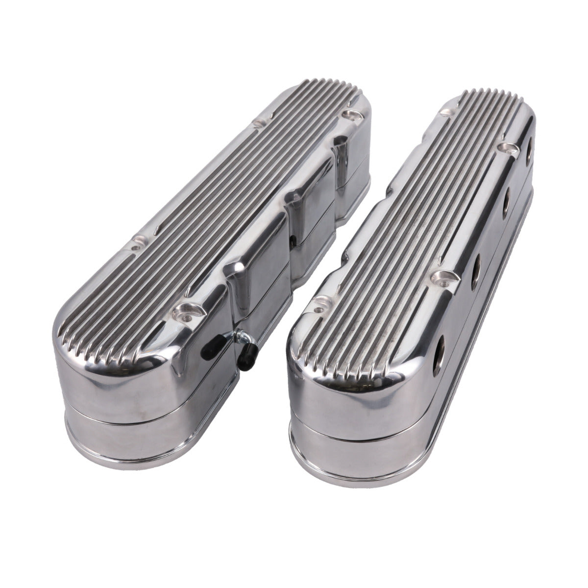 Valve Covers, GM LS Finned Cast Aluminum Valve Covers with Coil Mounts and Covers Polished