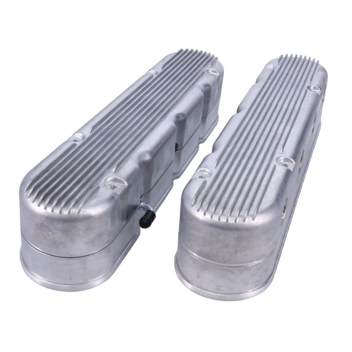 Valve Covers, GM LS Finned Cast Aluminum Valve Covers with Coil Mounts and Covers Satin