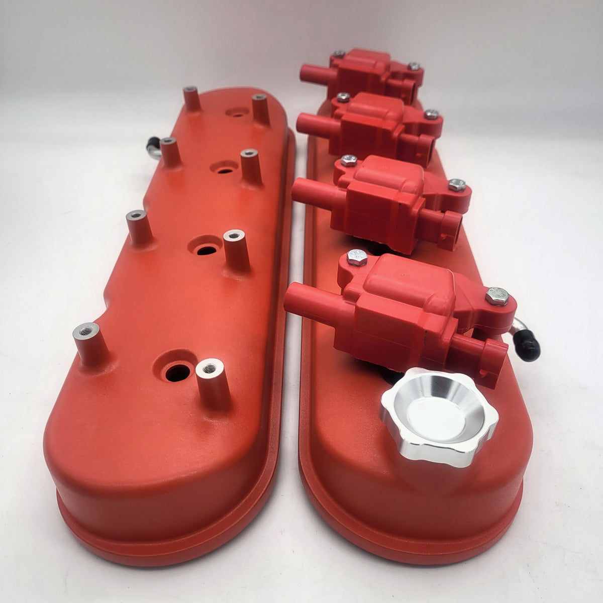 Valve Covers, GM LS Red Tall Valve Covers and Red 50K Volt Ignition Coil Package