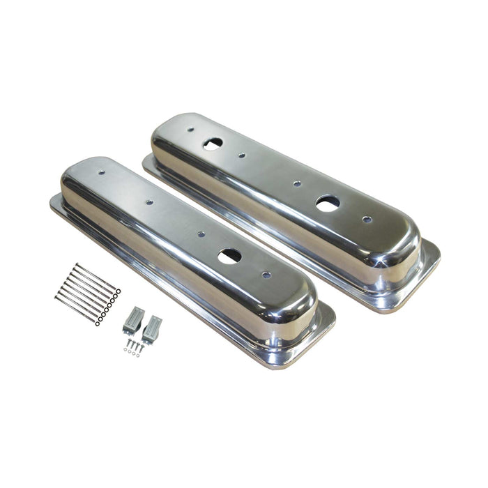 Valve Covers, Small Block Chevrolet Center bolt Short Smooth Polished Aluminum